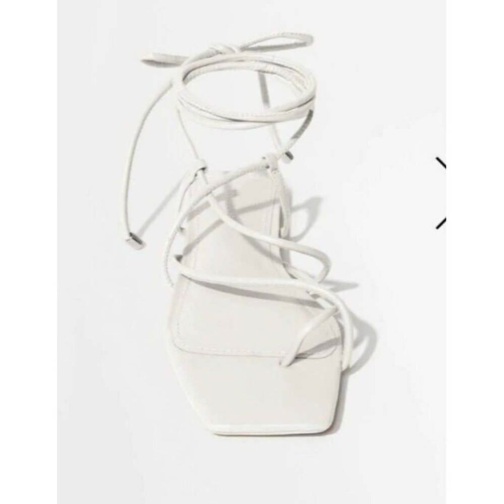 Jonathan Simkhai Susan Ivory Leather Wrap Sandal Size 5.5/EU 36